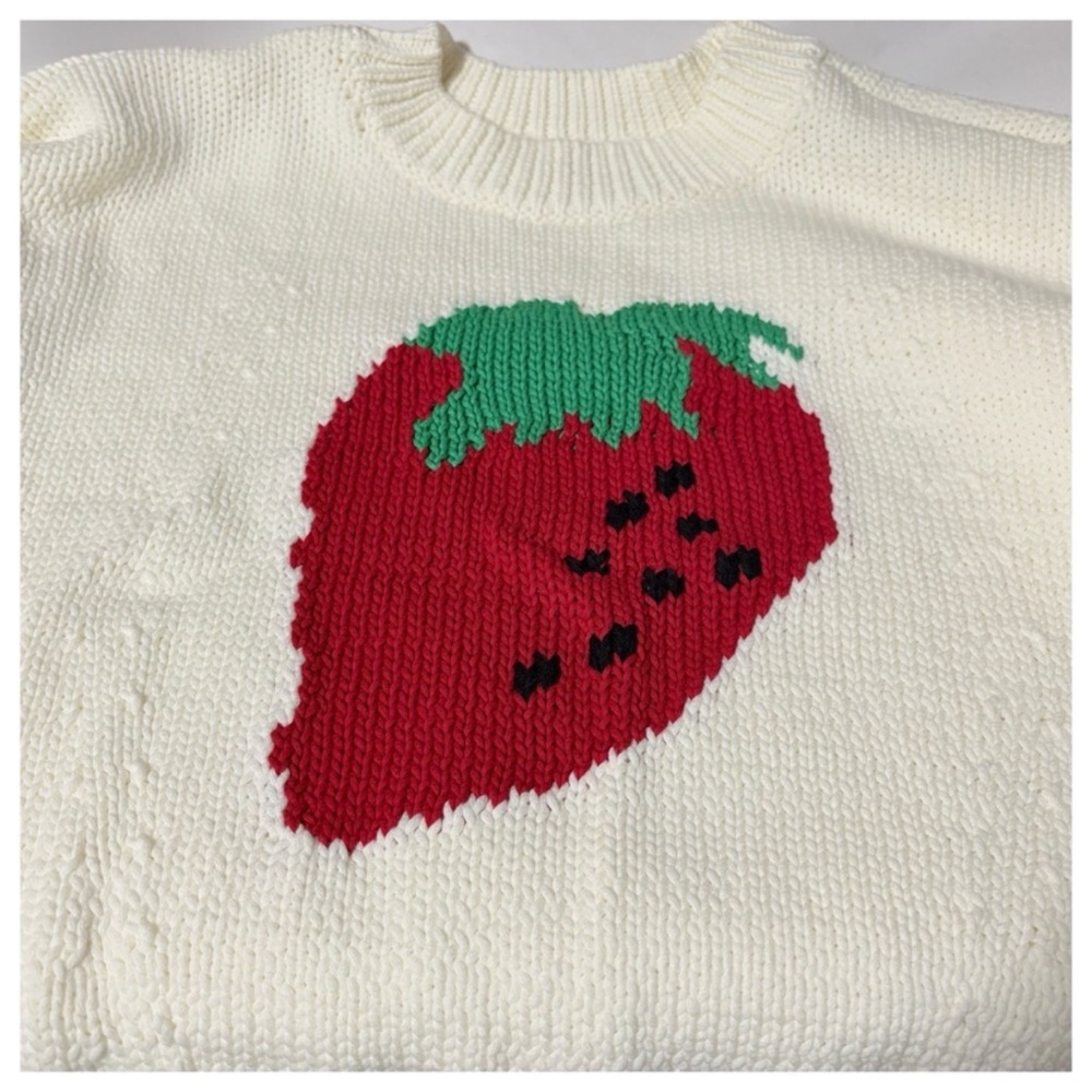 NWT Anthropologie Maeve The Pippa Crew-Neck Strawberry Sweater Cap-Sleeve XL - Picture 12 of 14